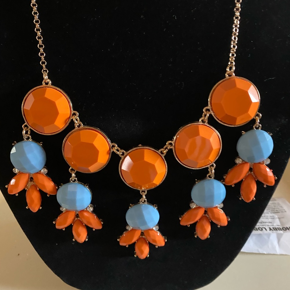 Simple Addictions Orange Blue Statement Necklace